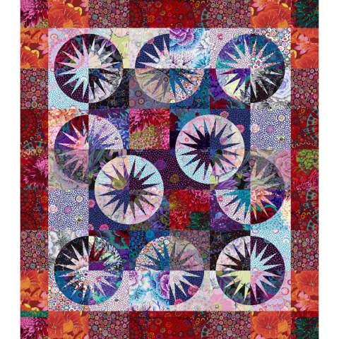 Desert Sky Kaffe Colorway 2026 • 48x54 This kit includes enough fabric to complete the original pattern. Fabric Only: $110.00 Kit with Replacement Papers: $128.00 Kit with Pattern: $133.50