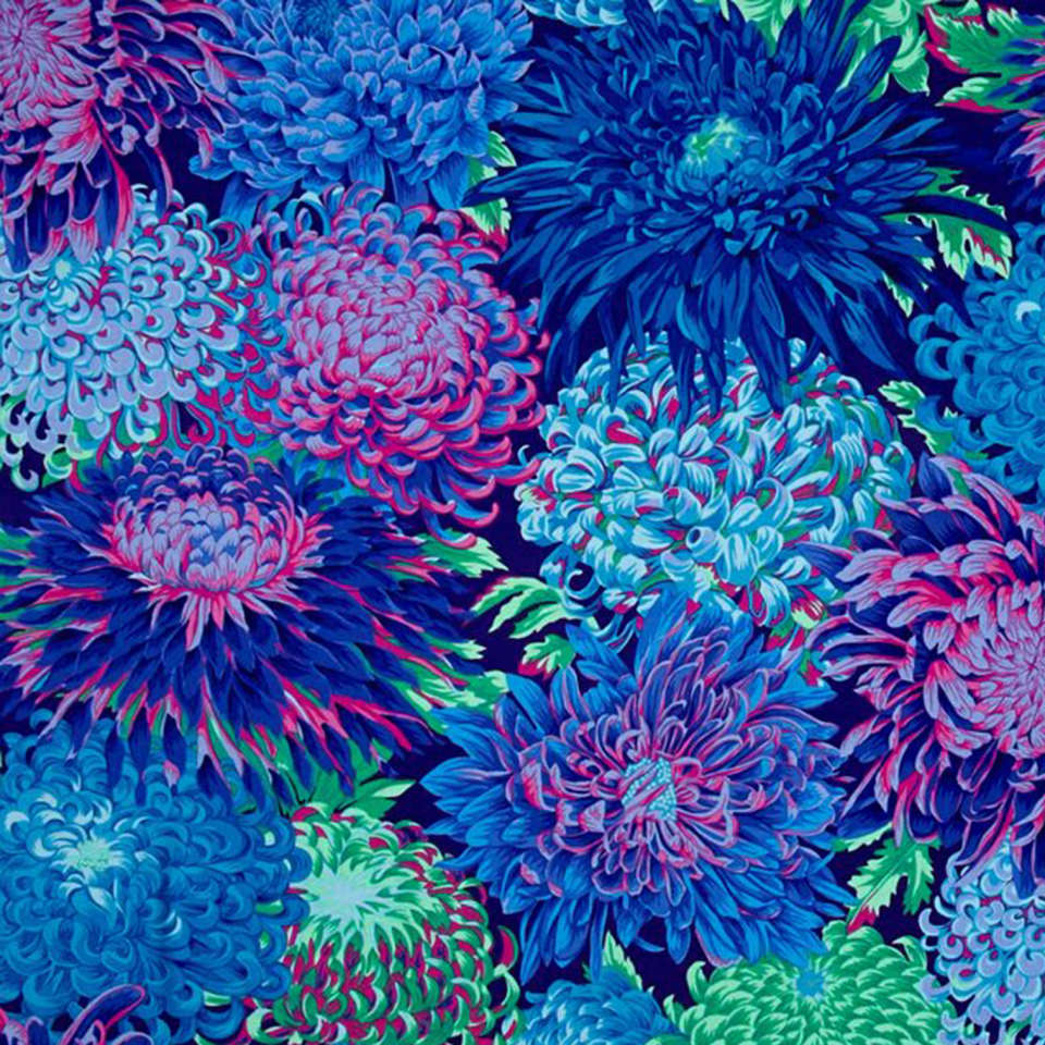 Free Spirit - Kaffe Classics Japanese Chrysanthemum - PJ41.BLUEX