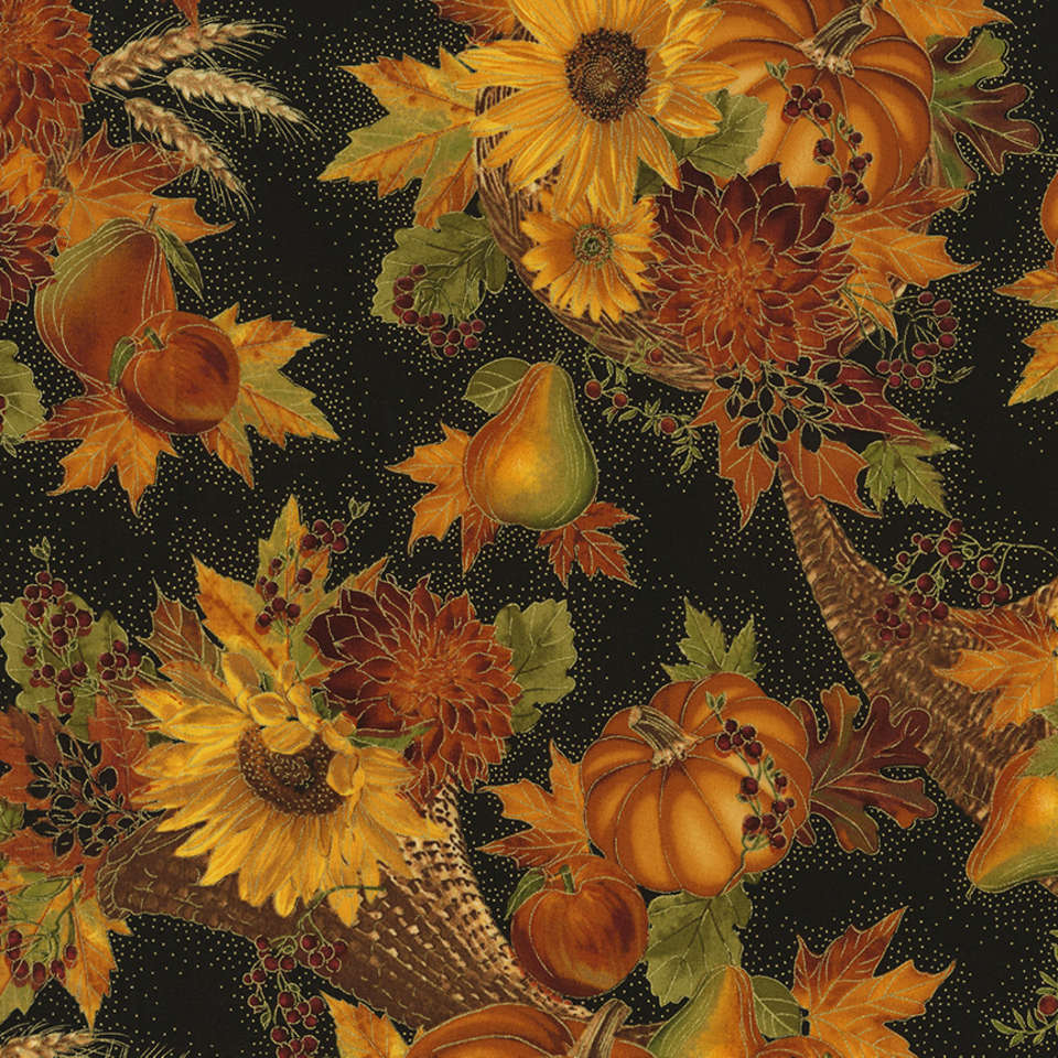 Timeless Treasures - Bountiful - Harvest-CM6139-Black