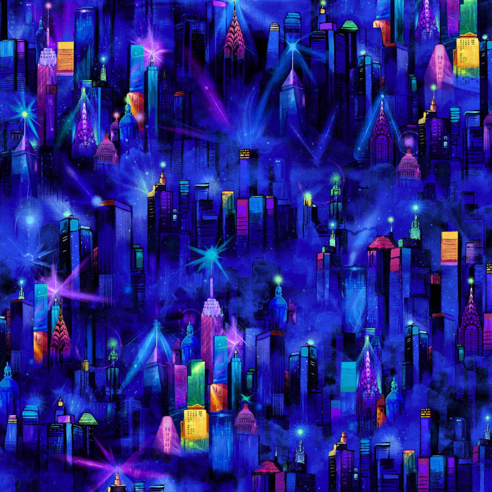 Timeless Treasures - Nightlife - NIGHT-C7305-Blue