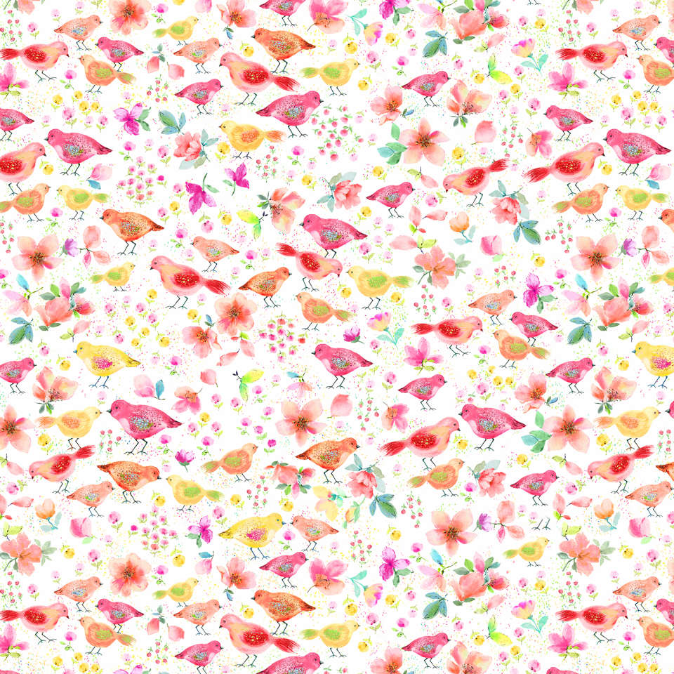 Timeless Treasures - Spring Song - BIRD-CD8612 WHITE