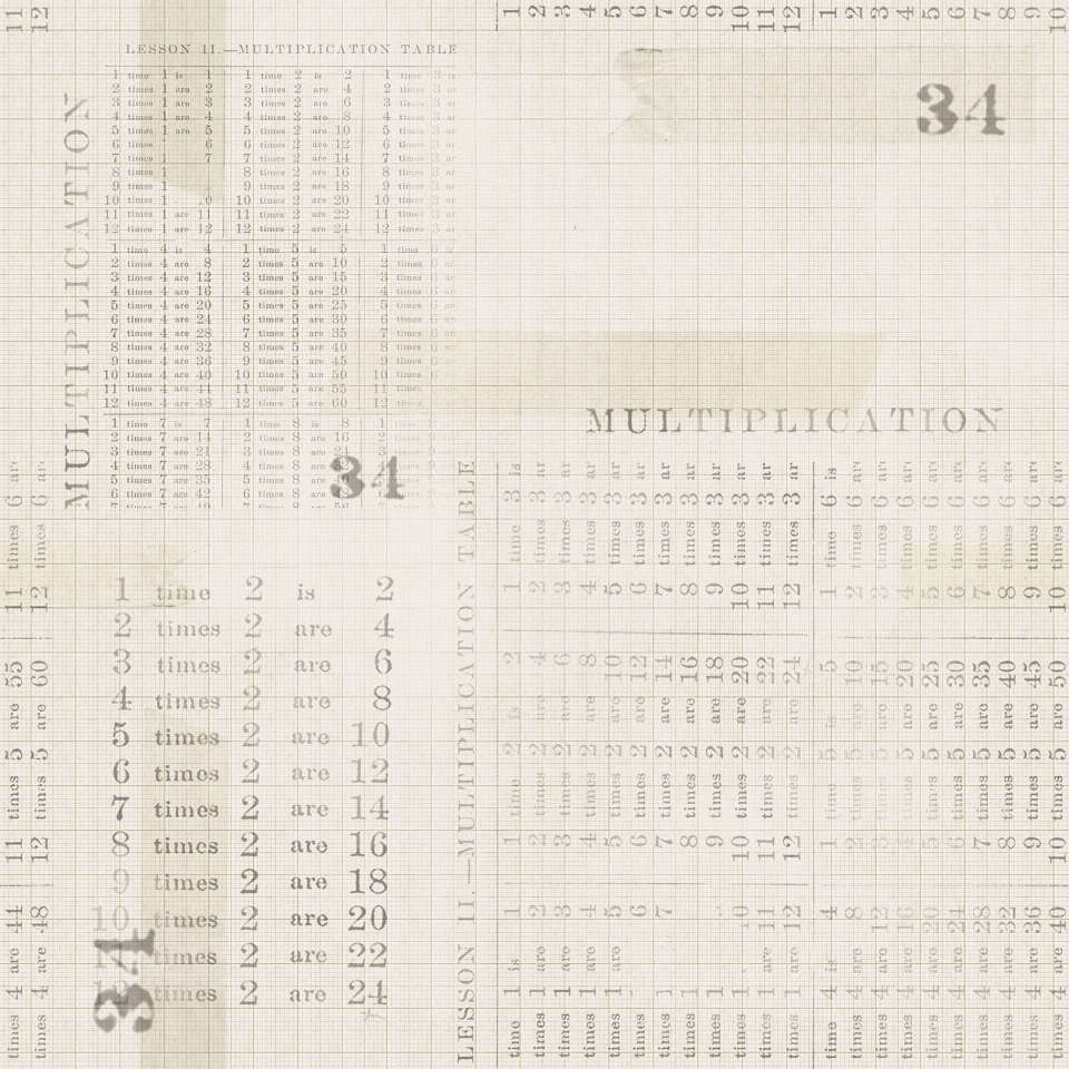 Free Spirit - Monochrome - PWTH106.PARCHMENT Multiplication Table