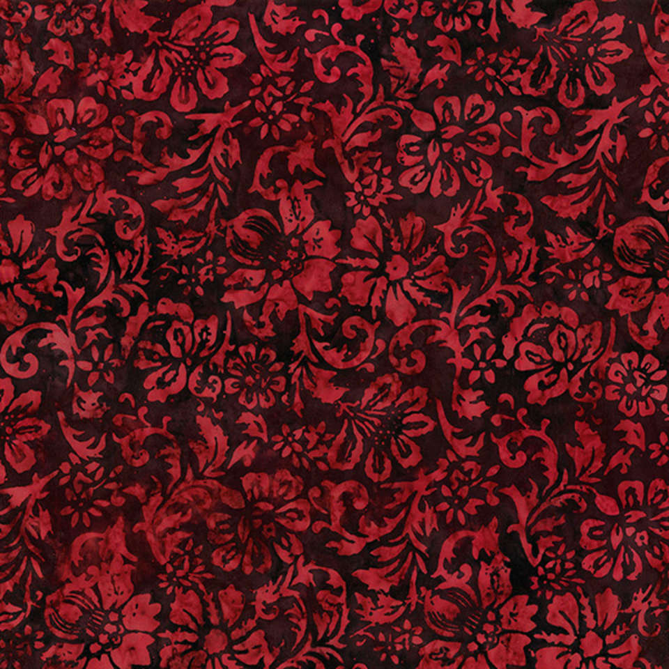 RJR Fabrics - Nature Walk - rj1002cr2b_woodcut_floral_cranberry