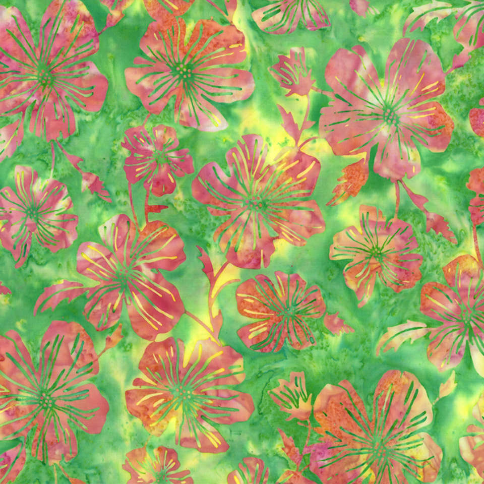 Hoffman California Fabrics - Paradise - T2392-519-Hibiscus