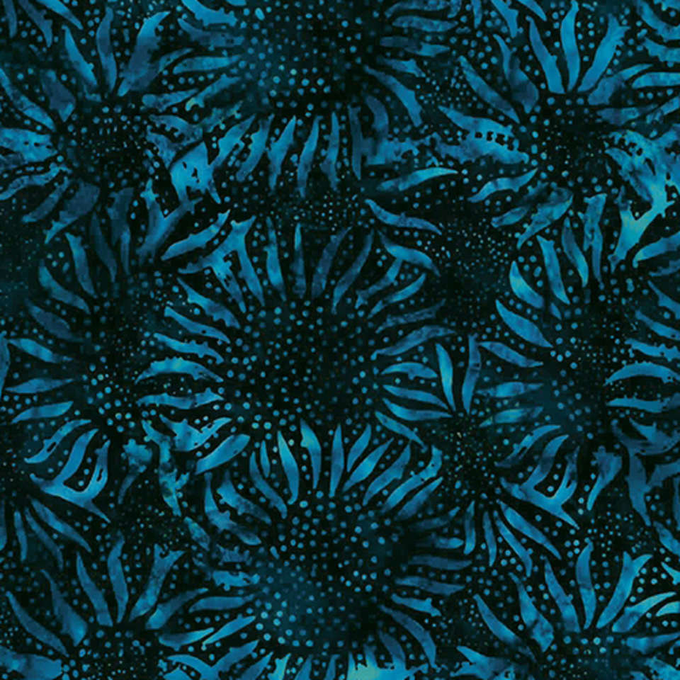 Hoffman California Fabrics - 884 Sunflowers Batiks - 884-19-Navy