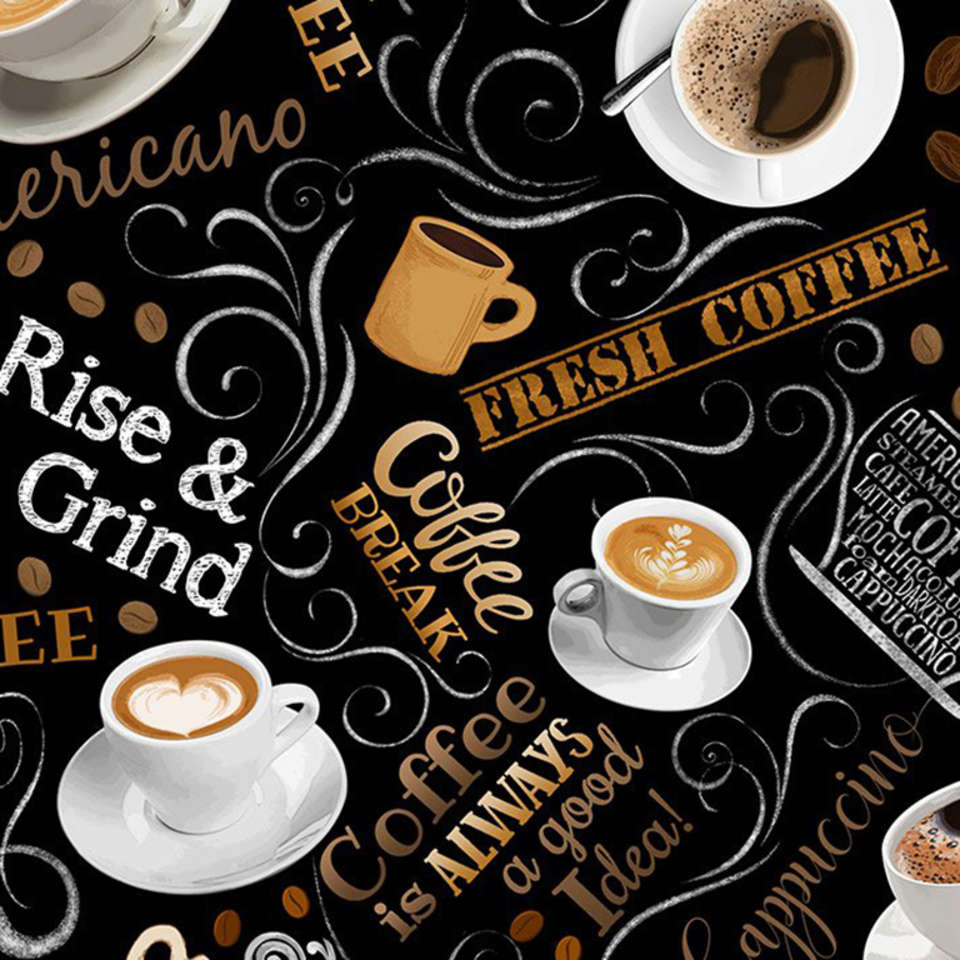 Timeless Treasures - Back to the Grind - COFFEE-C8955-BLACK