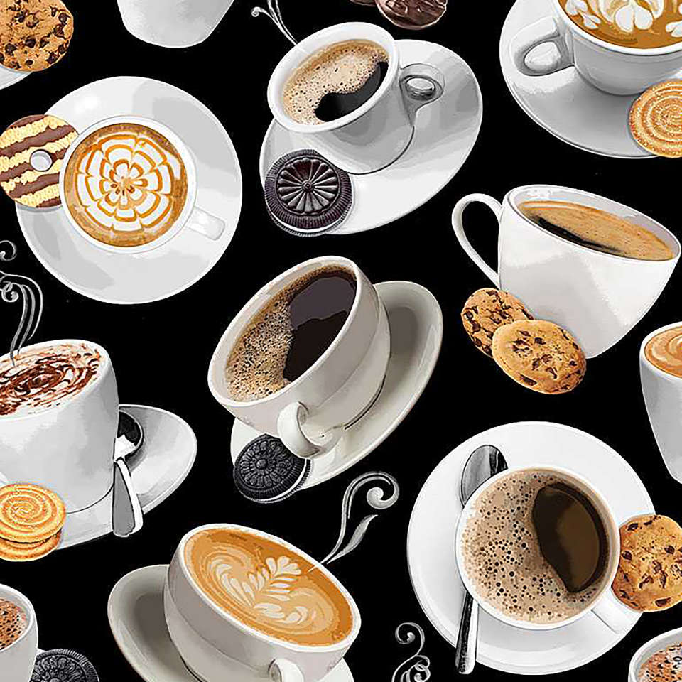 Timeless Treasures - Back to the Grind - COFFEE-C8956-BLACK