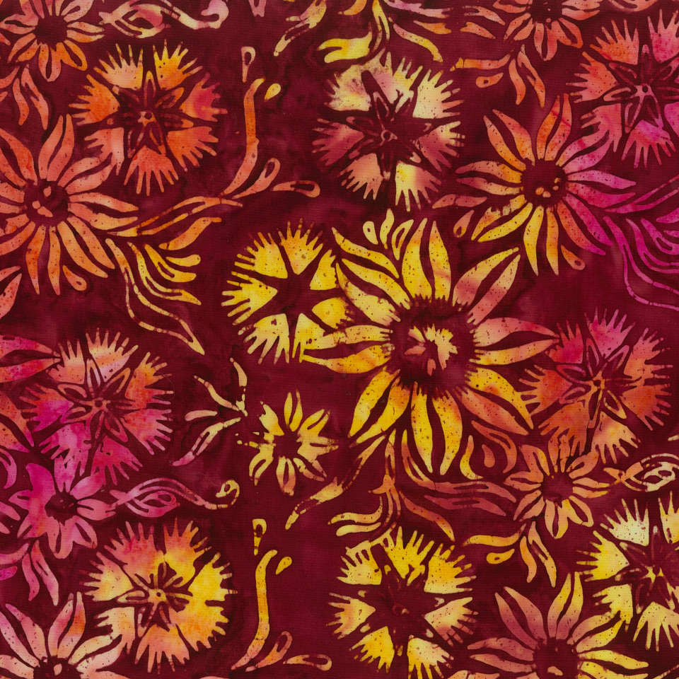 Timeless Treasures - Tonga Mini Collection Maple Leaf - Tonga-B8163 Cherry