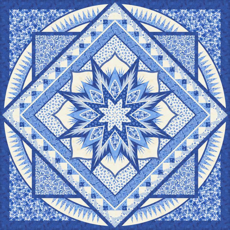 Swordfish Queen with Moda Summer Breeze Fabrics Blue and White