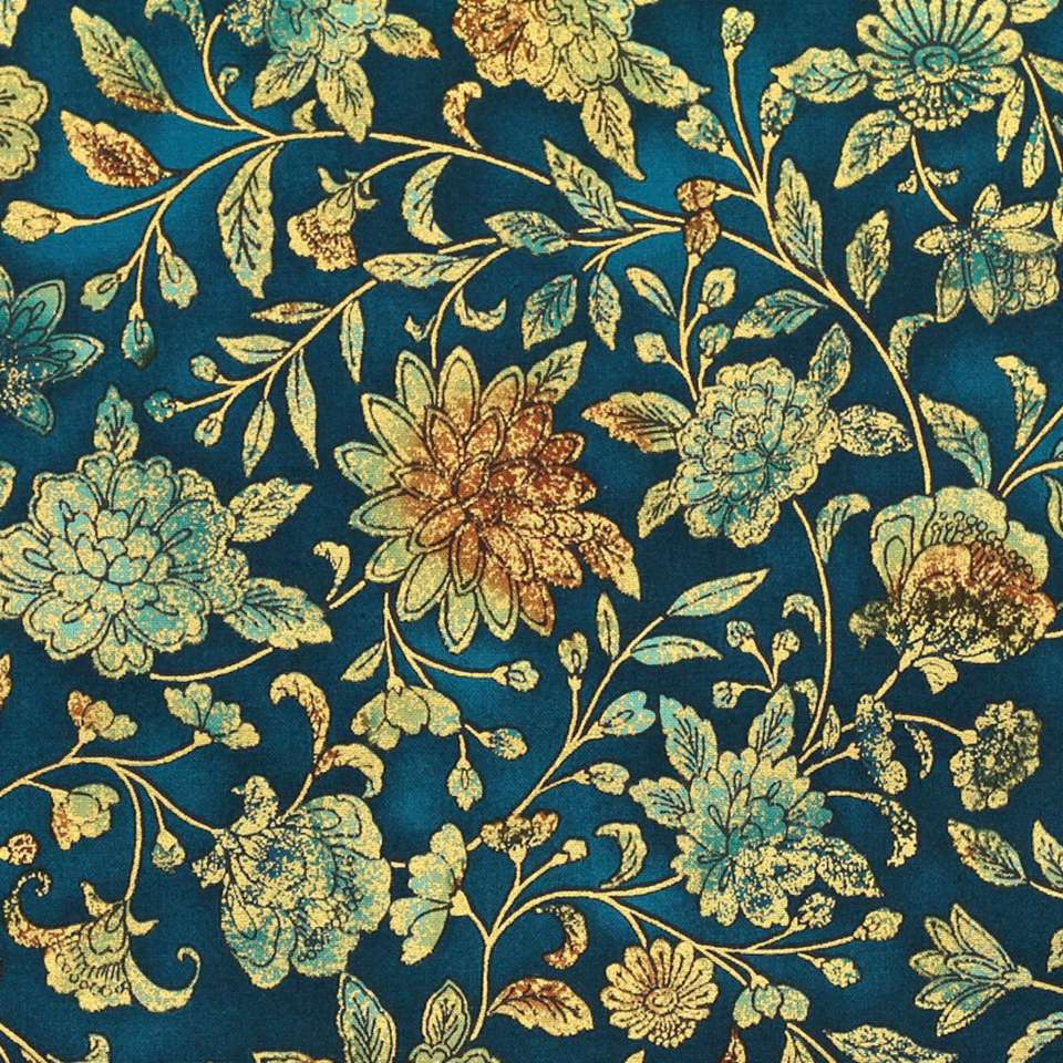 Avery Hill Metallic - Floral Blue from Robert Kaufman Fabric - JAQS Fabrics