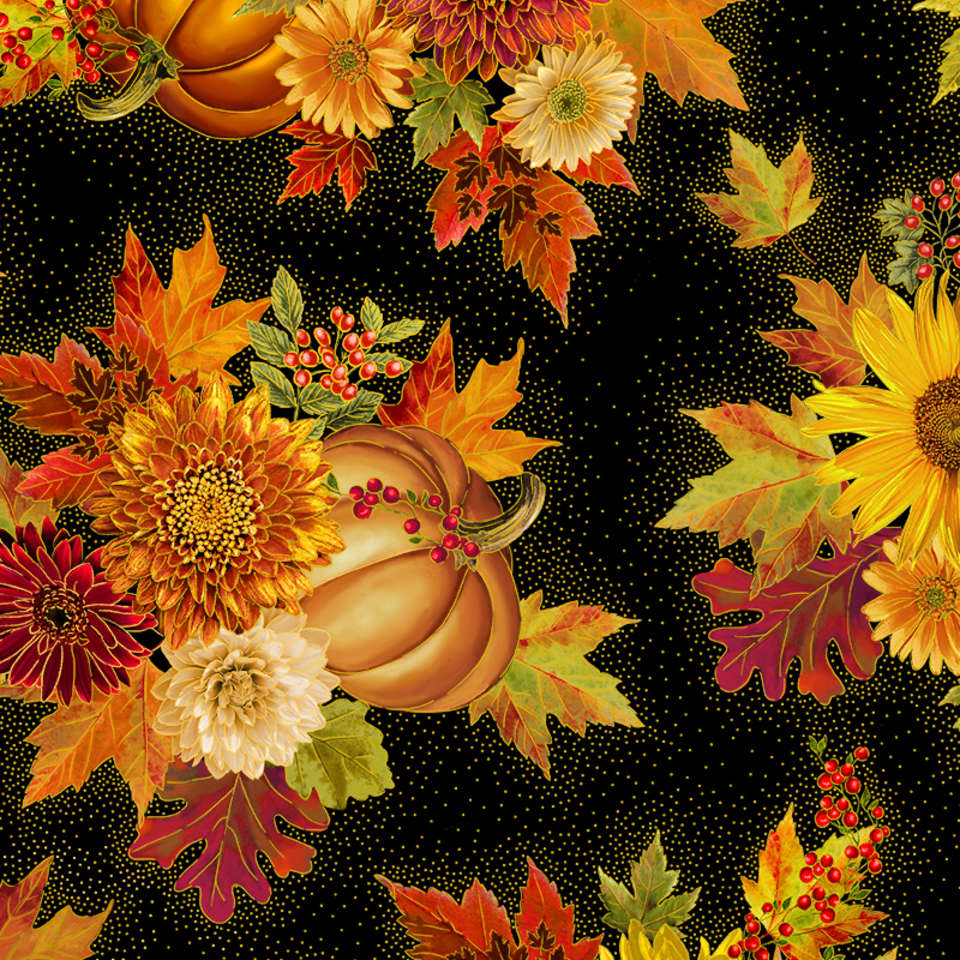 Timeless Treasures - Thankful - HARVEST-CM2105 BLACK