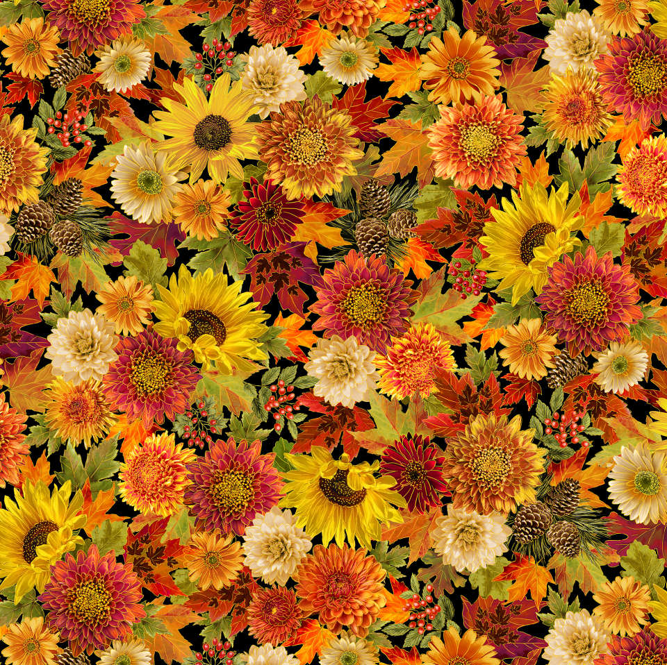 Timeless Treasures - Thankful - Harvest-CM1286 Black