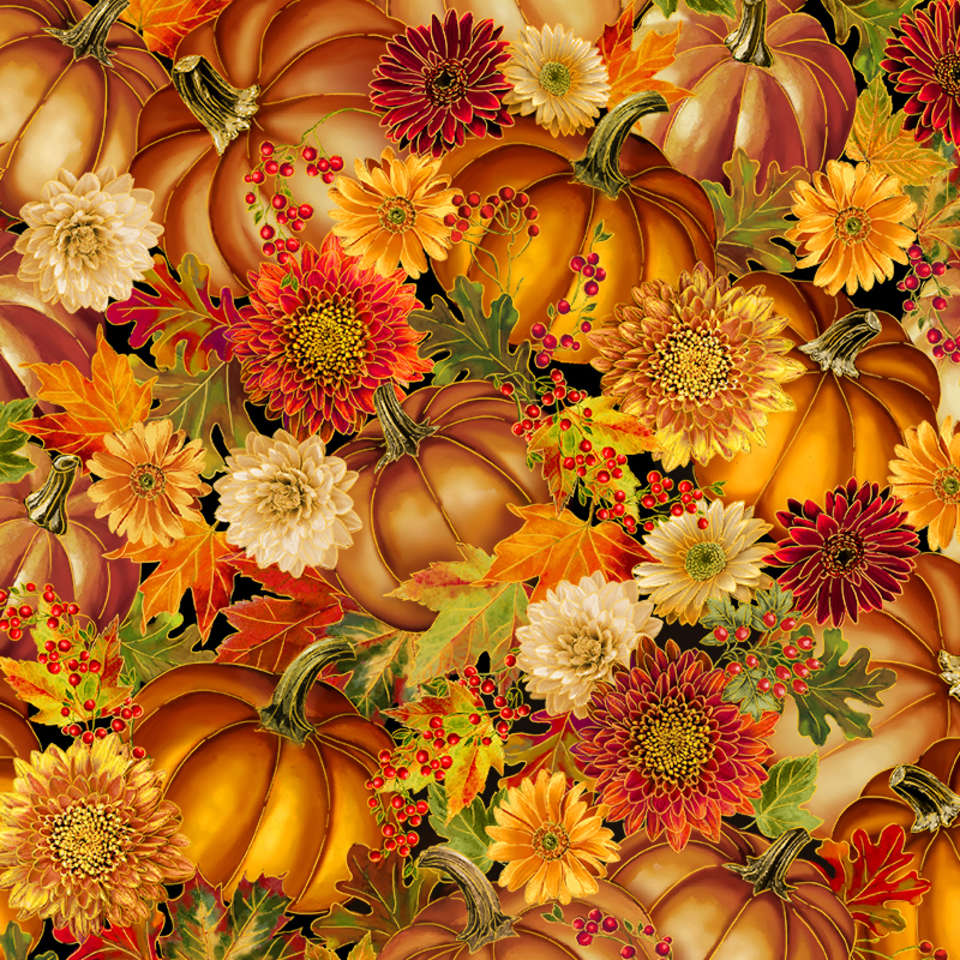 Timeless Treasures - Thankful - HARVEST-CM2104 PUMPKIN