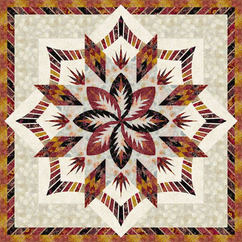 Sedona in Maple Leaf • 85x85 Sale: $165.50 ($236.50) Fabric Only Sale: $294.40 ($292.00) Kit with Pattern 