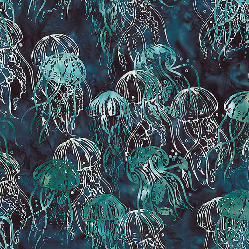 Hoffman California Fabrics - Jelly Fish Batiks - MR40-703-Deep-Teal