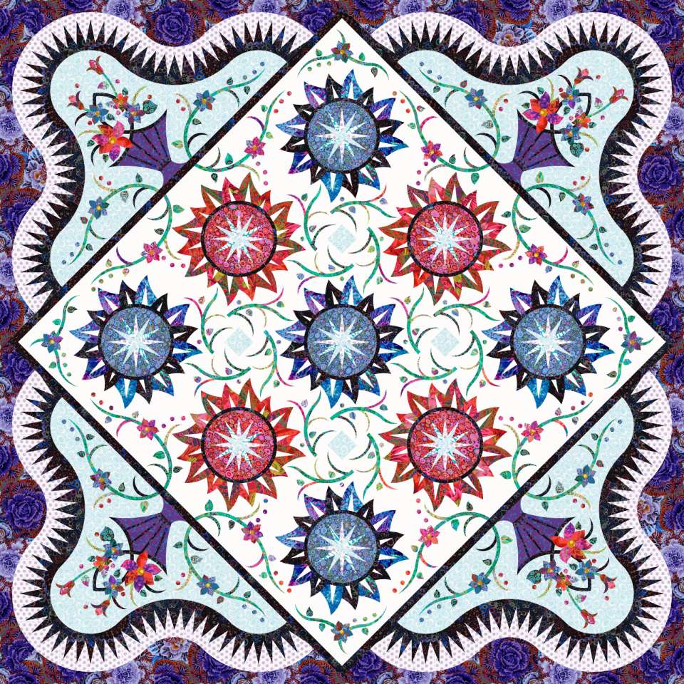 Pocket Full of Posies in Kaffe • 99x99 Sale: $239.40 ($342.00) Fabric Only Sale: $365.54 ($522.25) Kit with Replacement Papers Sale: $385.70 ($551.00) Kit with Pattern 
