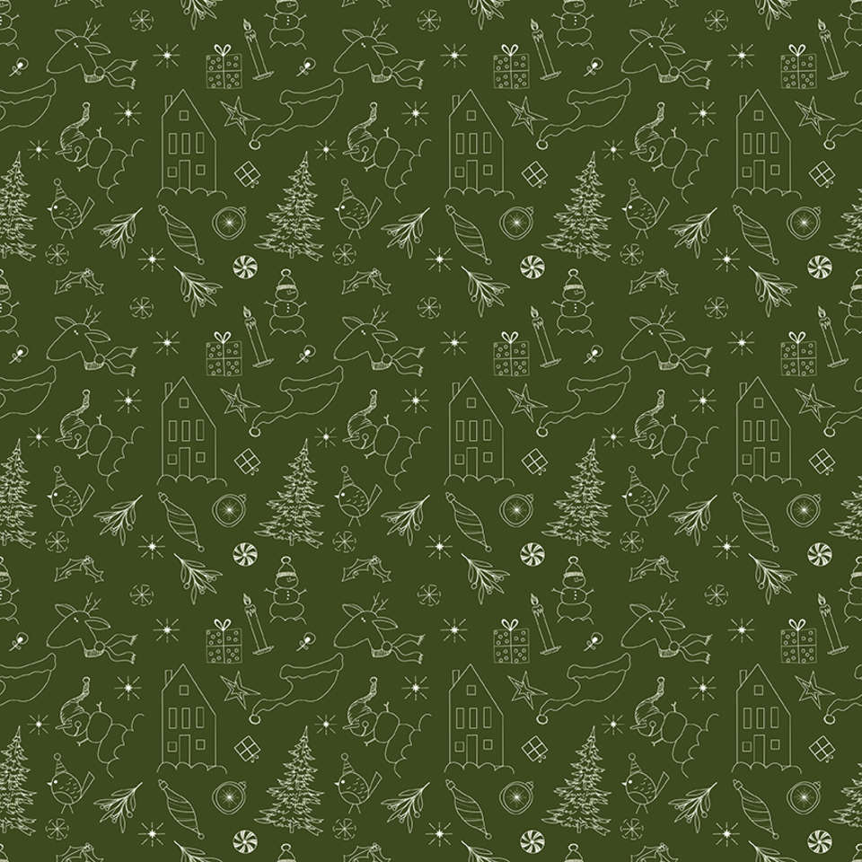 Riley Blake Designs - Christmas Is in Town - C14742-DKGREEN