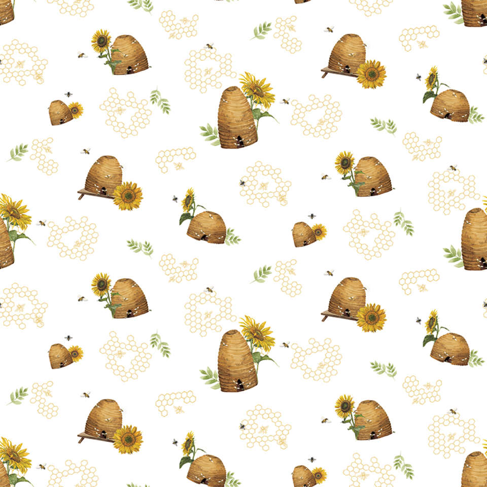 Riley Blake Designs - Honey Bees and Flowers Please - C15132-WHITE