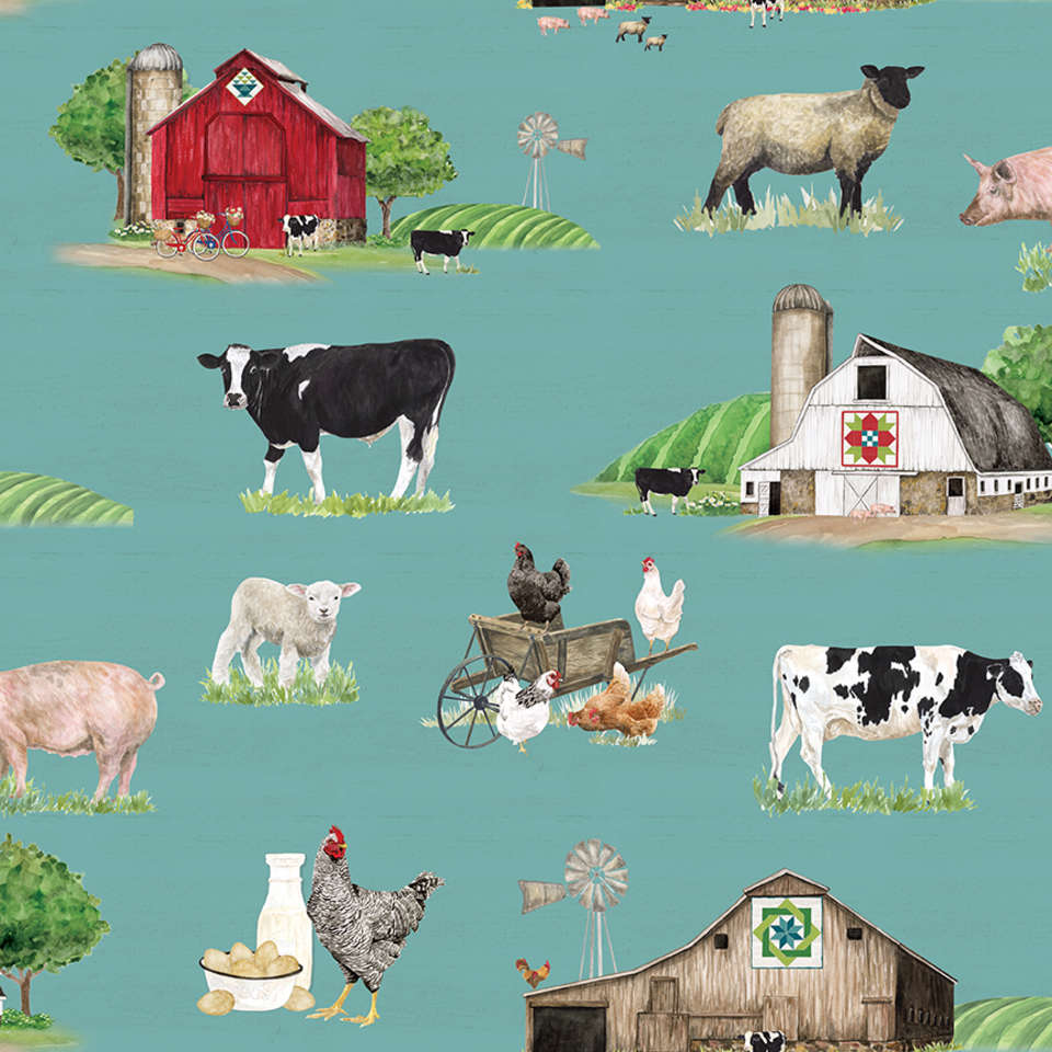 Riley Blake Designs - Spring Barn Quilts - CD14330-TEAL