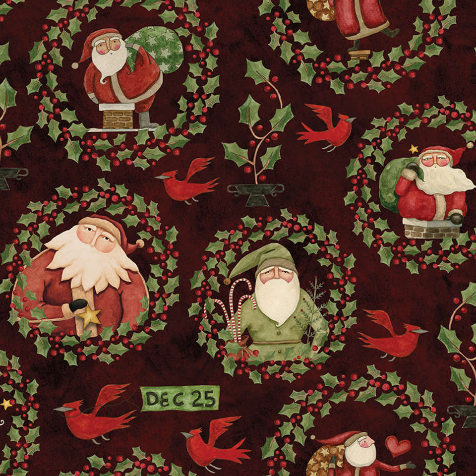 Riley Blake Designs - Up on the Housetop - C14731-DKCRANBERRY