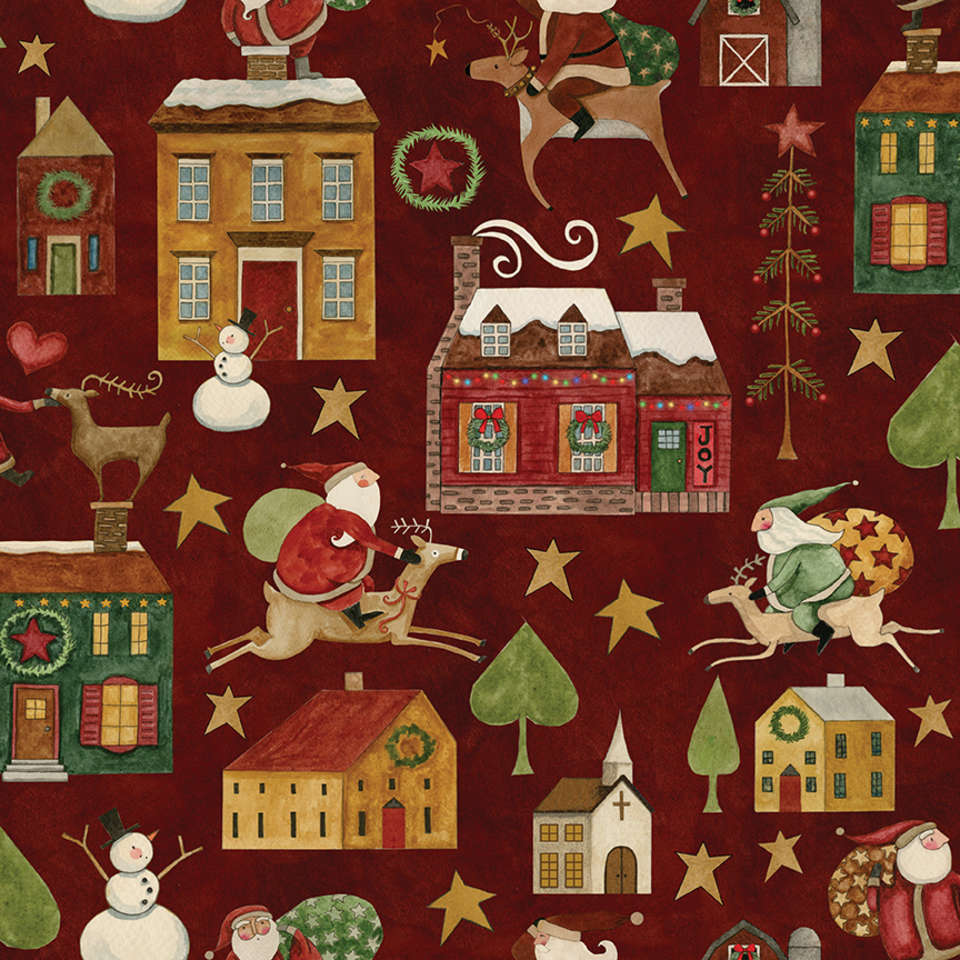 Riley Blake Designs - Up on the Housetop - C14730-CRANBERRY