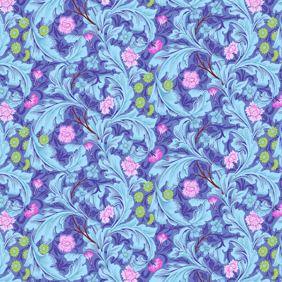 Free Spirit - Kaffe Fassett and Morris & Co. Dec 2024 - CLKW006.COBALT Leicester FULL WIDTH