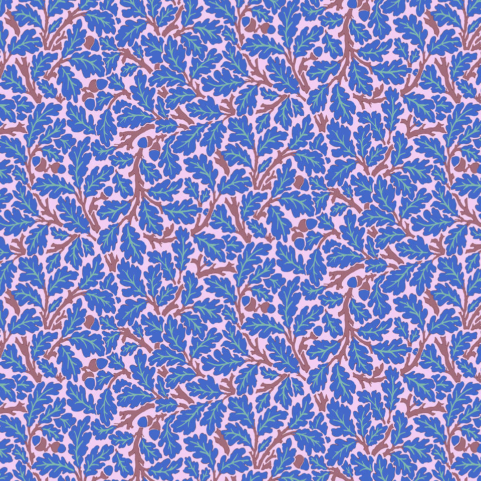 Free Spirit - Kaffe Fassett and Morris & Co. Dec 2024 - PWKW003.BLUE Oak FULL WIDTH