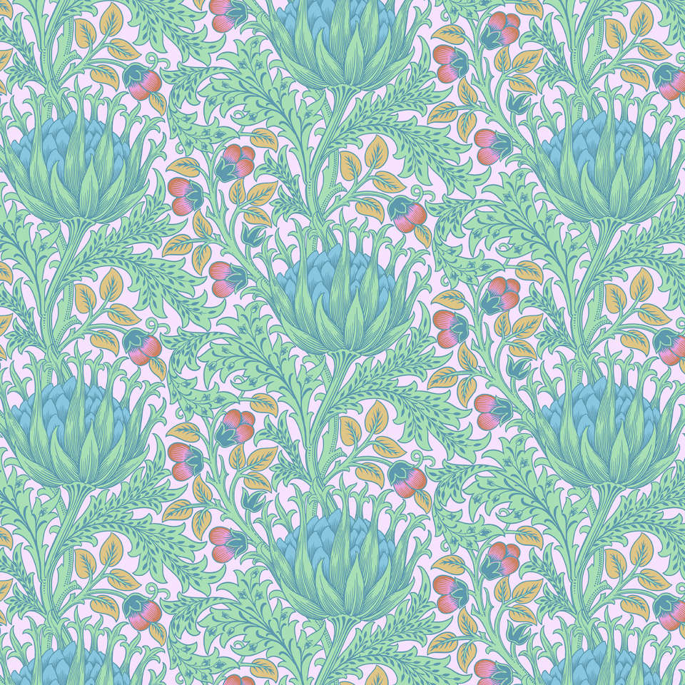 Free Spirit - Kaffe Fassett and Morris & Co. Dec 2024 - CLKW001.LAVENDER Artichoke FULL WIDTH