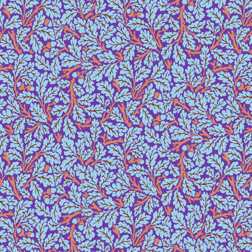 Free Spirit - Kaffe Fassett and Morris & Co. Dec 2024 - PWKW003.PURPLE Oak FULL WIDTH