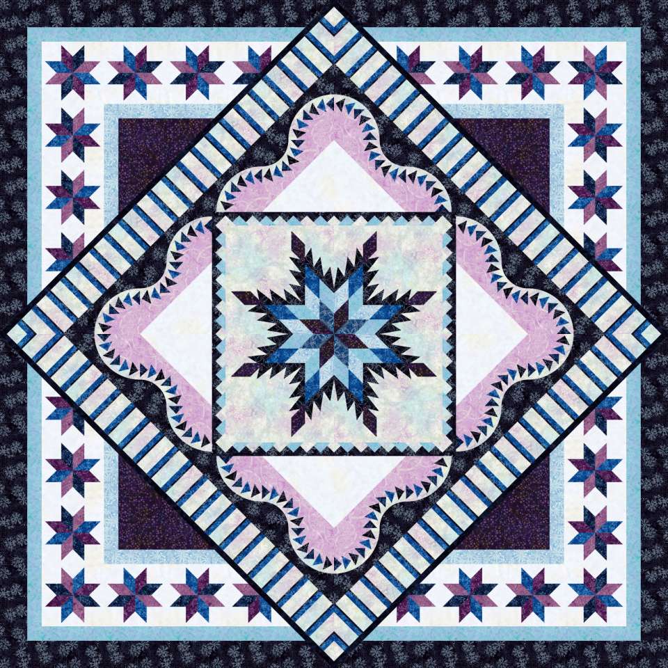 Tuscan Sunset Blues • 99x99 • 2 Left Fabric Only Kit: $325.00 Sale: $227.50 Kit with Replacement Papers: $397.00 Sale: $277.90 Kit with Pattern: $425.00 Sale: $297.50