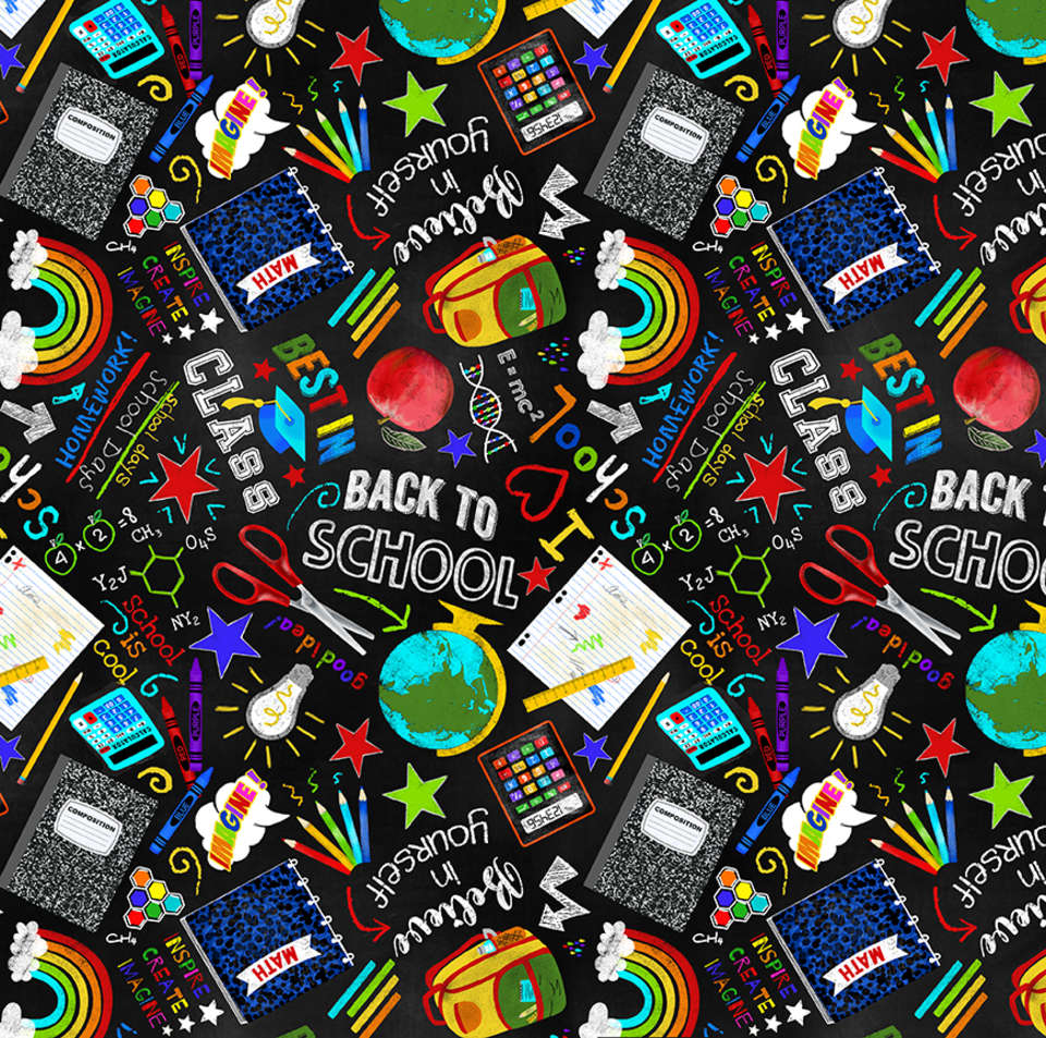 Timeless Treasures - Back to School - FUN-CD3023 BLACK
