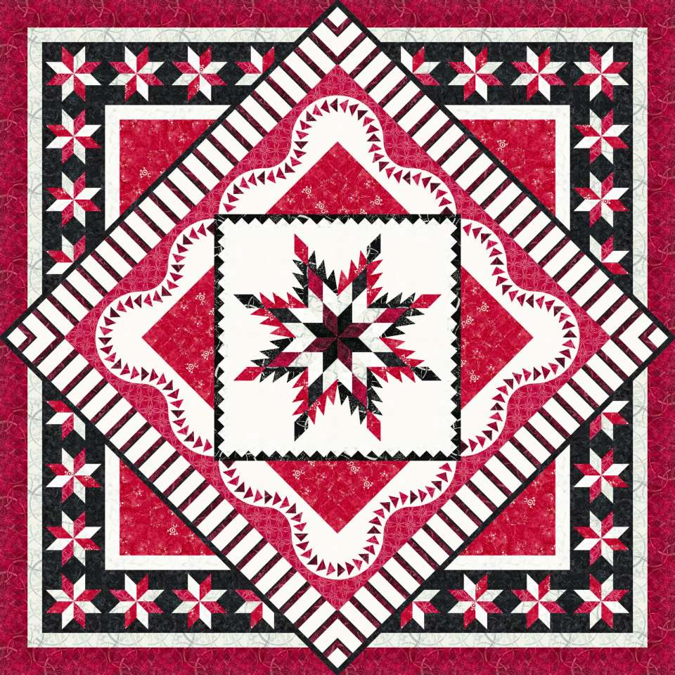 Tuscan Sunset Quiltworx Box 2024 in Traditions Tonga Batiks • 99x99 • 3 Left Fabric Only Kit: $325.00 Sale: $227.50 Kit with Replacement Papers: $397.00 Sale: $277.90 Kit with Pattern: $425.00 Sale: $297.50