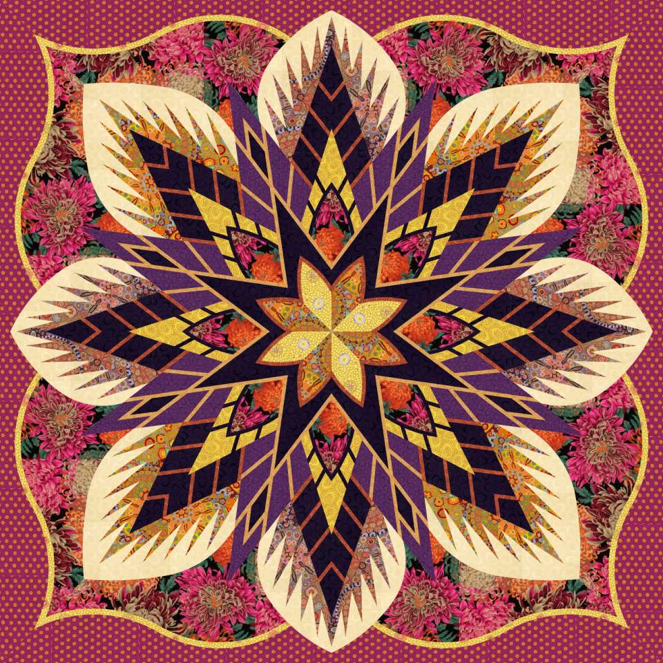 Antique Crimson Poppy • 68x68 • 1 Left $217.00 Fabric Only $266.50 Kit with Replacement Papers $288.00 Kit with Pattern
