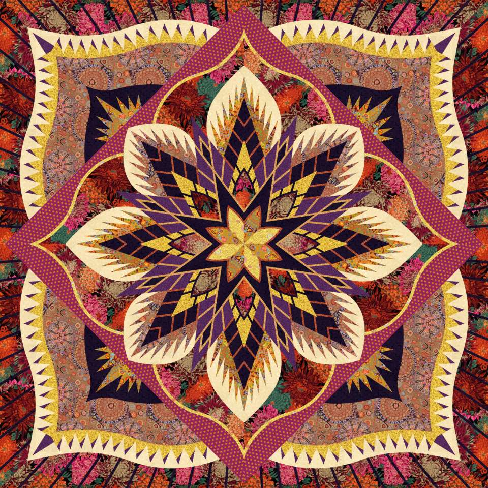 Crimson Poppy Antique Queen • 99x99 • 3 Left $366.00 Fabric Only $472.00 Kit with Pattern