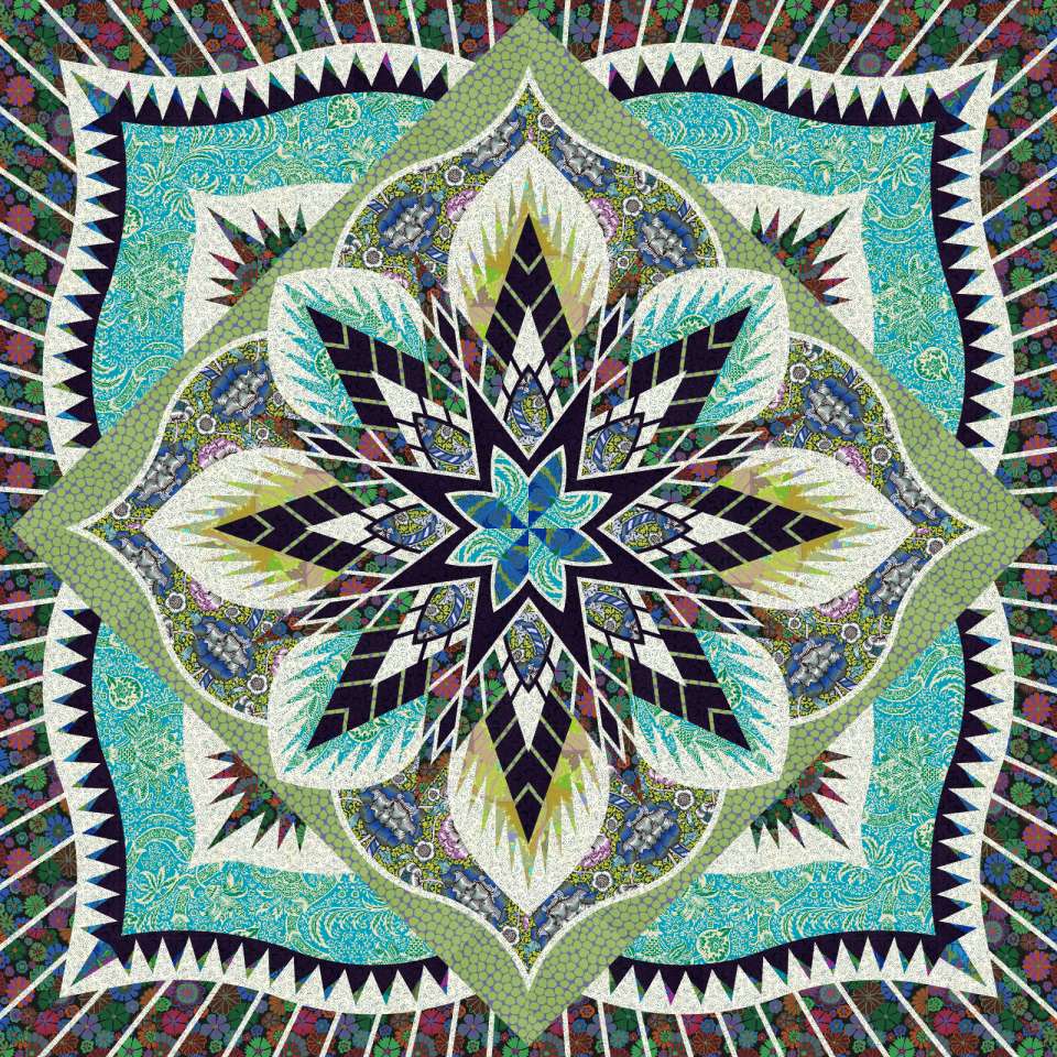 Sage and Rosemary Crimson Poppy Queen Colorway • 99x99• 2 Left $366.00 Fabric Only $472.00 Kit with Pattern