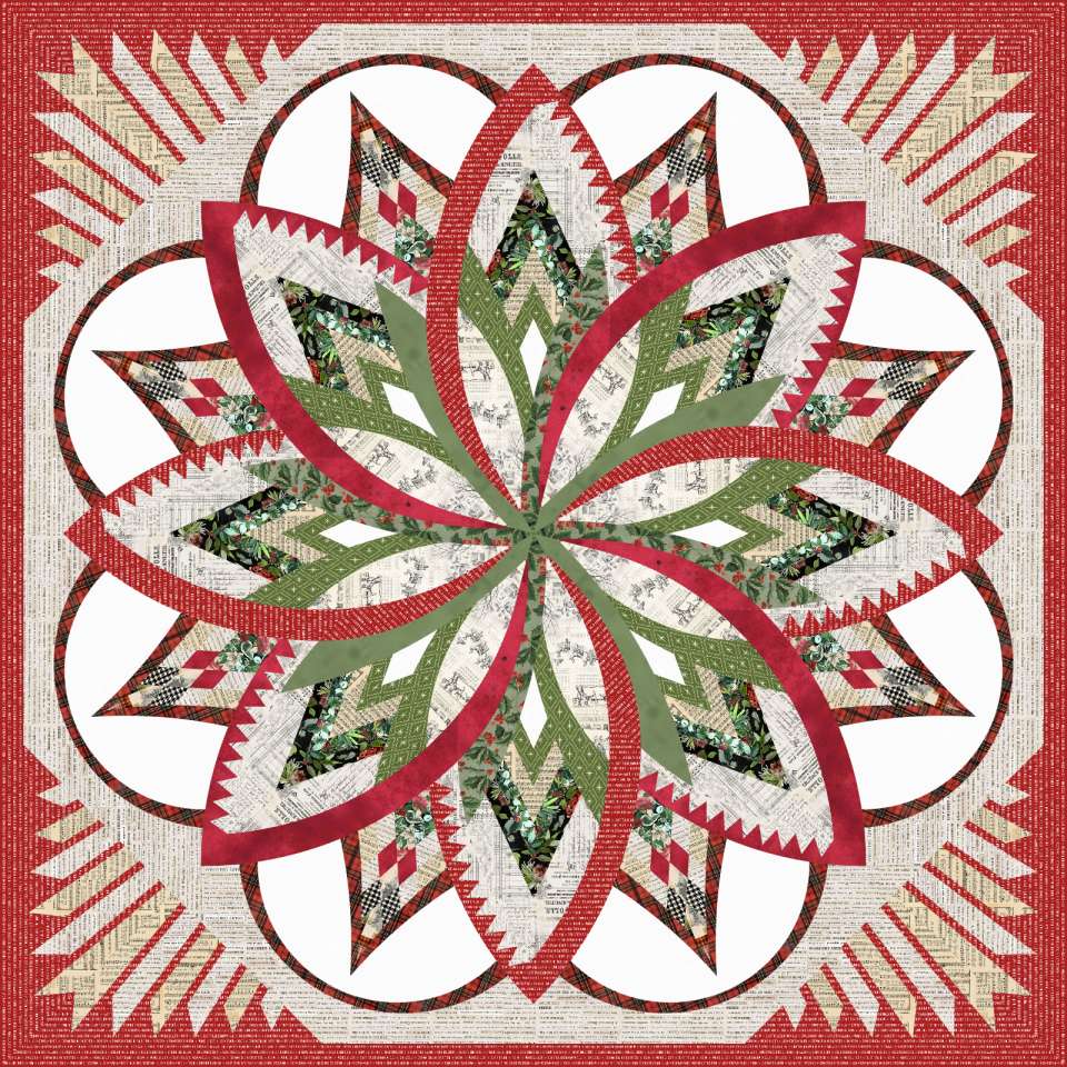Peppermint Twist in Tim Holtz Christmas • 80x80 $195.50 Fabric Only $245.00 Kit with Replacement Papers $272.00 Kit with Pattern