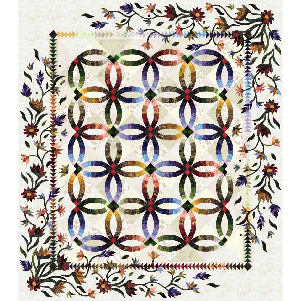 Flowers for My Wedding Ring in Apple Cider Strip Set • 87x100 $368.50 Fabric Only $561.00 Kit with Pattern