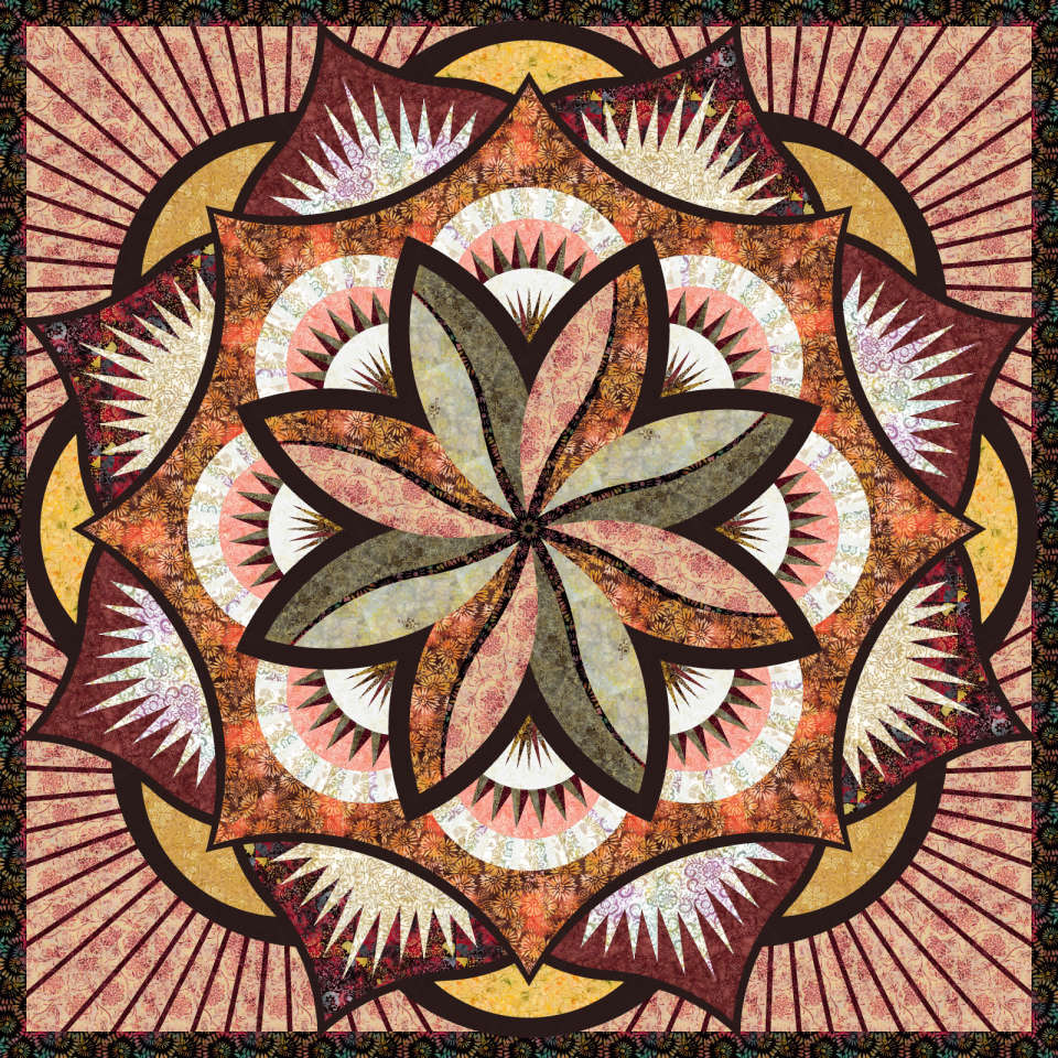 Cinnamon and Sage • 100x100 $376.50 Fabric Only $466.50 Kit with Replacement Papers $500.00 Kit with Pattern