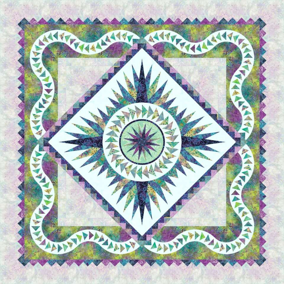 Prancing Peacock • 68x68 $175.00 $192.00 Fabric Only Kit $175.00 $247.50 Kit with Pattern