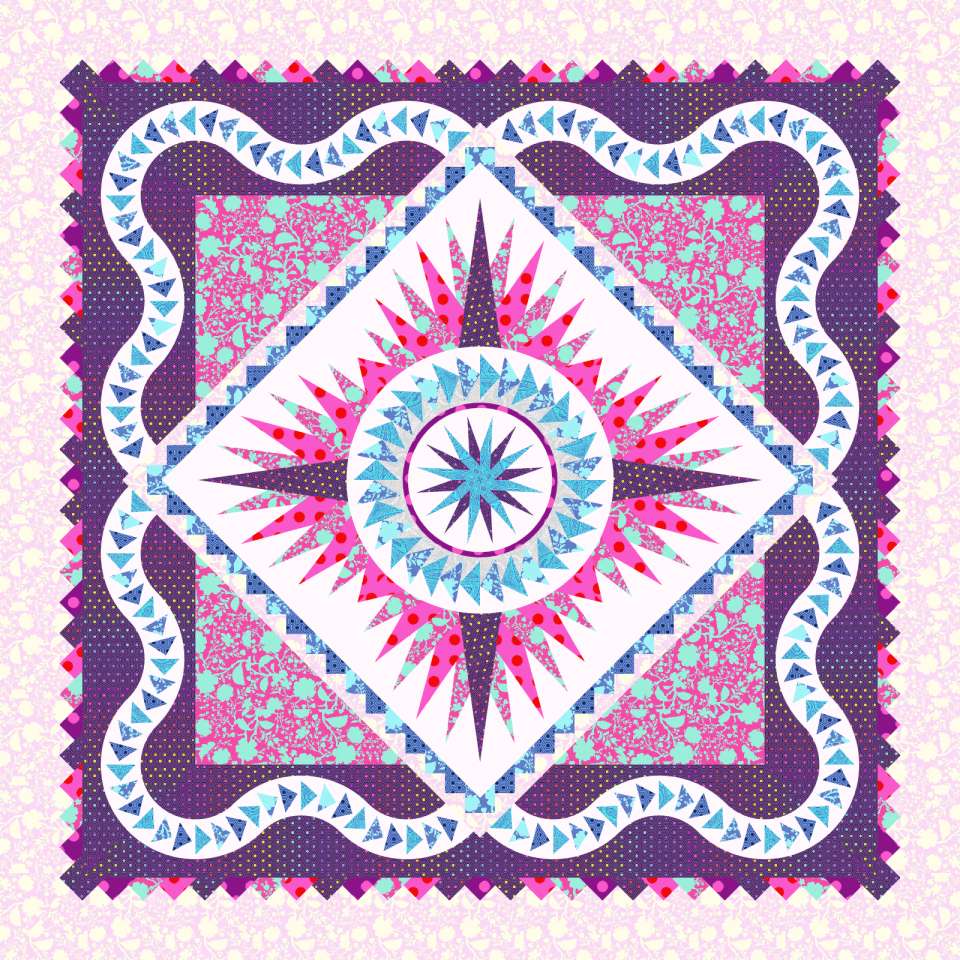 Cosmic Fireworks Queen in Tim Holtz | 99x99 $310.00 Fabric Only Kit $400.75 Kit with Replacement Papers $434.00 Kit with Pattern