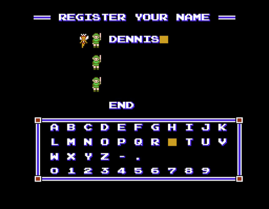 I enter "DENNIS" as my name.