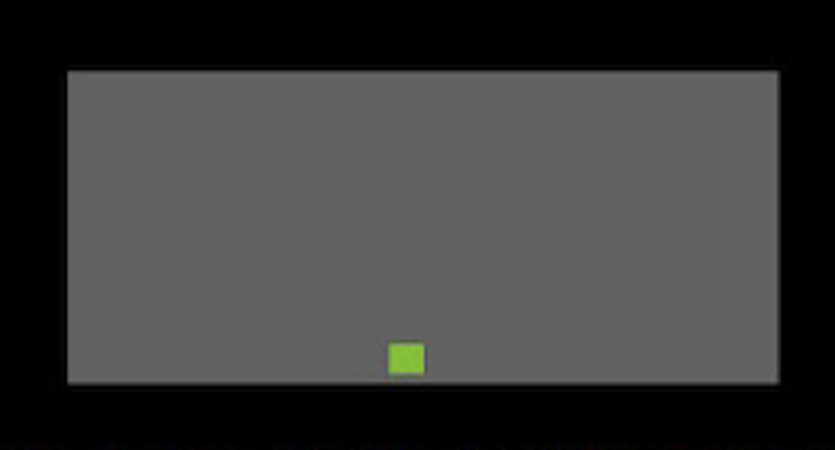 A single green dot on a gray rectangle