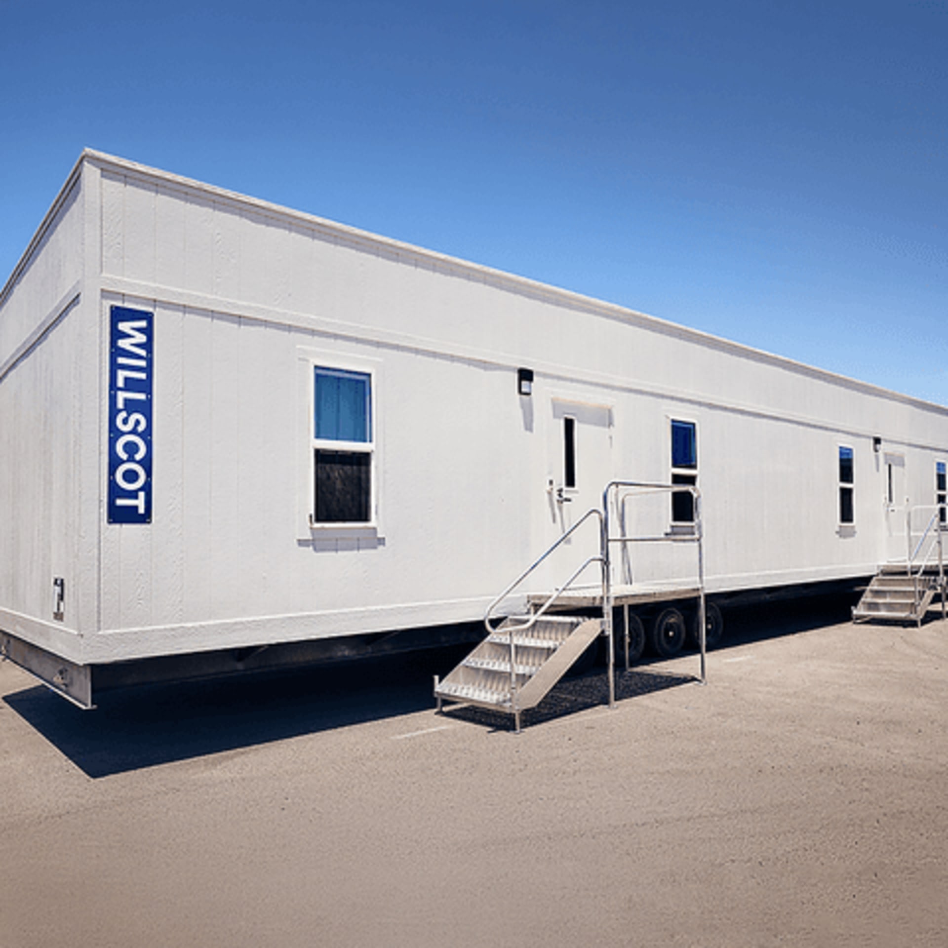 Module Office Trailers Modular Office Trailer w/ steps, ADA ramp, and window/door security ...