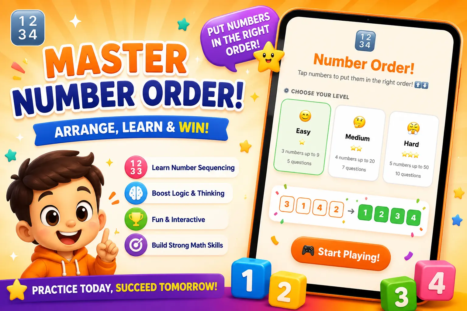 Number Ordering Game for Kids