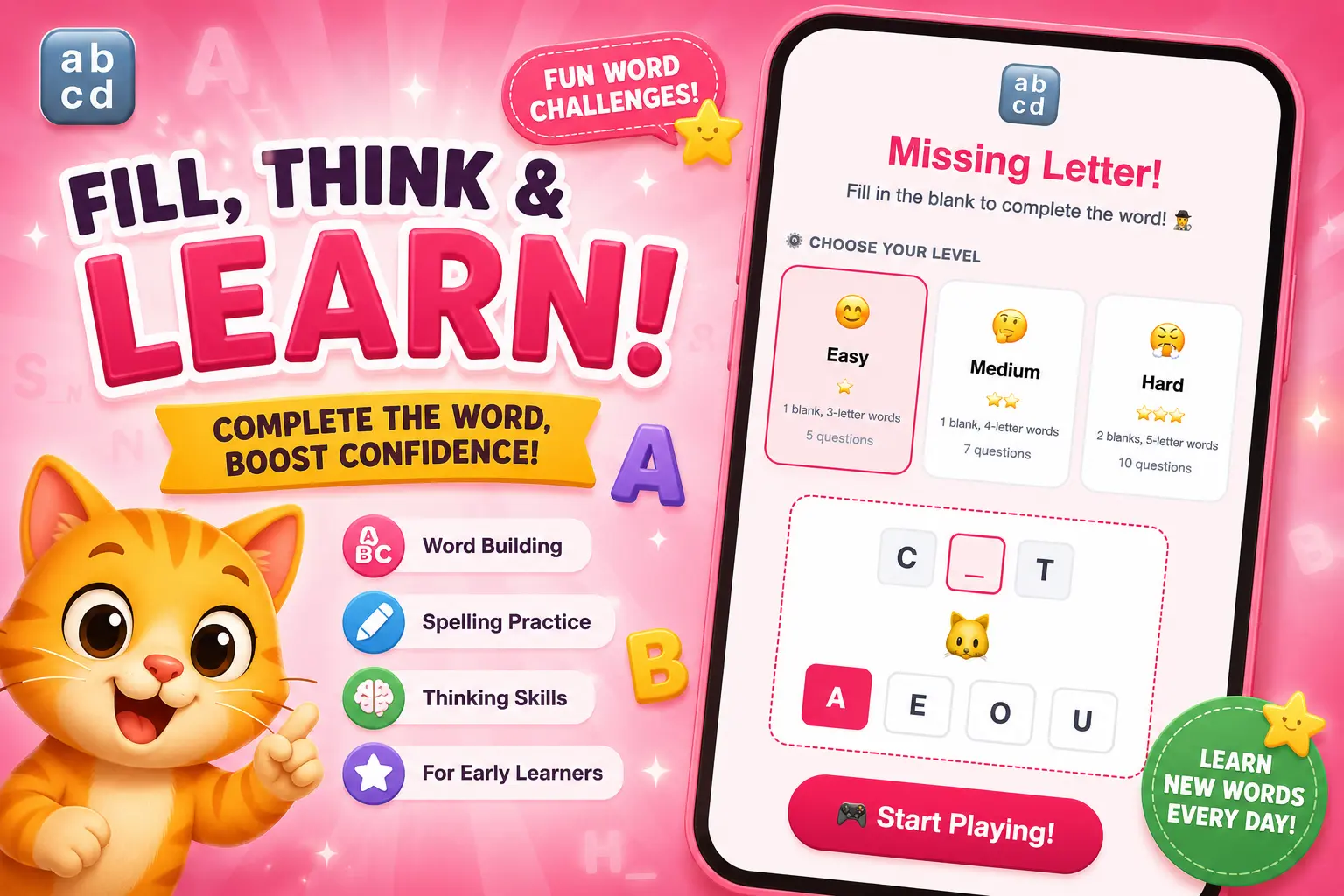 Missing Letter Game for Kids