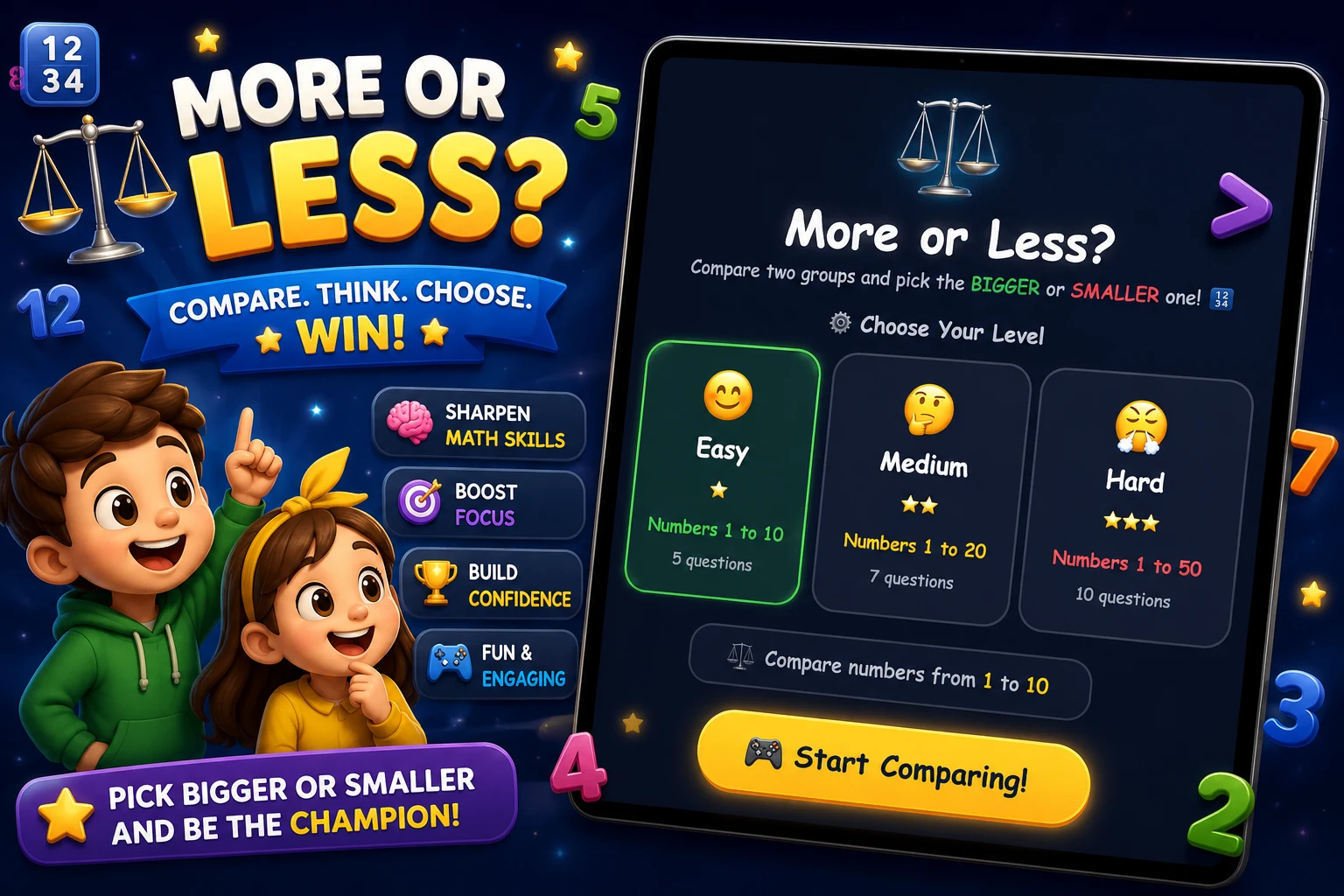 Number Comparison Game for Kids