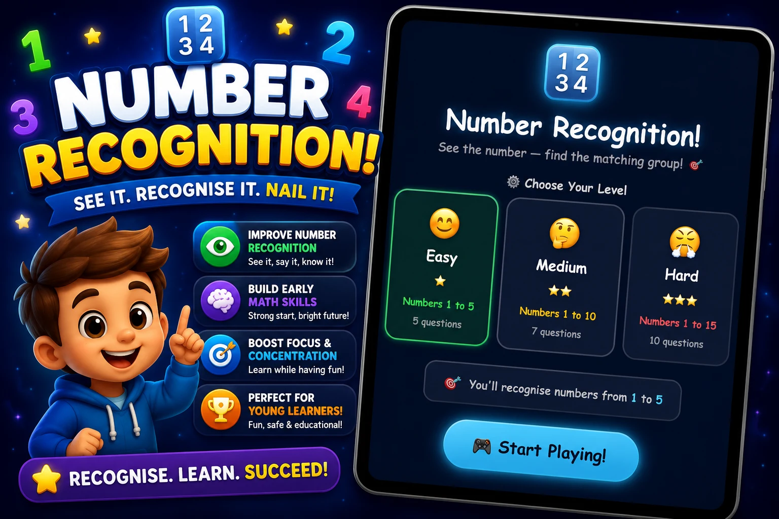 Number Recognition Game for Kids