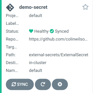 demo-secret app in Argo CD UI