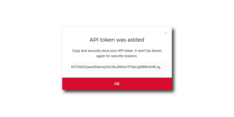 New Token Generated modal