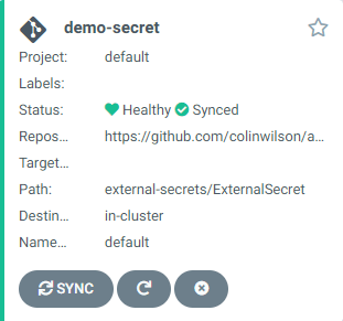 demo-secret app in Argo CD UI